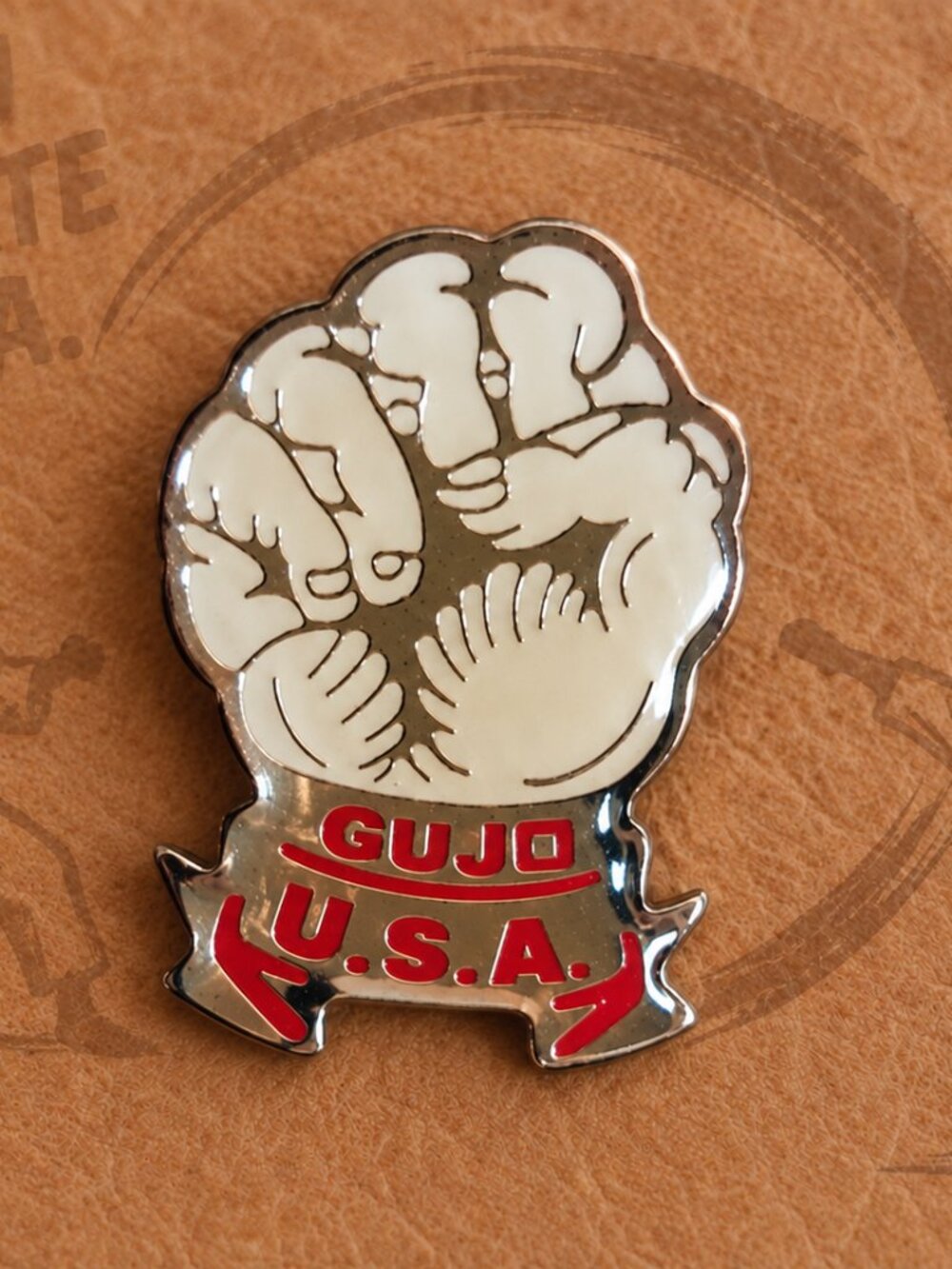 Goju Karate USA Vintage Clenched Fist Fighter Lapel Pin - Typo Misprint GUJO